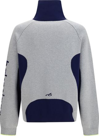 Balenciaga Mens Bodys Zip Knit Sweater Grey-Navy Cotton; Polyamide Grey/navy