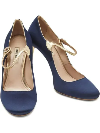 Miu Miu Mary Jane crystal-embellished heeled pumps - Blue