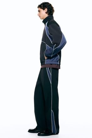 H&M Loose Fit Nylon Track Pants in Black/panels at Nordstrom, Size Xx-Large