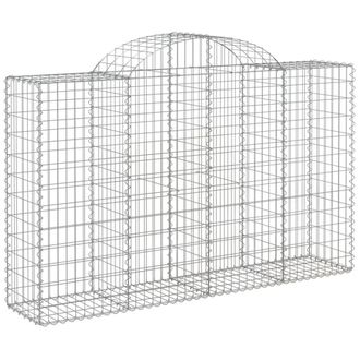 Berkfield Home Decorative Arched Gabion Baskets 4 pcs 200x50x120/140 cm Galvanis in Silver