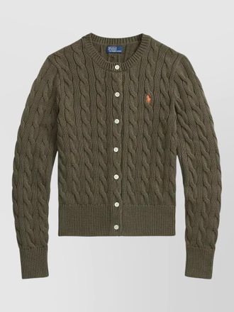 Polo Ralph Lauren cable knit fitted cardigan with crew neck