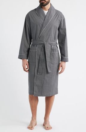 Majestic International Sanctuary Sateen Shawl Collar Cotton Robe in Black at Nordstrom, Size Large