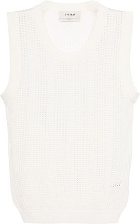 System round-neck open-knit tank top - women - Rayon/Nylon - 36 - White