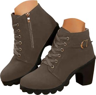 Generic Winter Boots For Women uk Ladies Ankle Boots Womens Snow Shoes Fur Lined Winter Combat Boot Warm Lace Up Flat Booties Comfy Fashion Outdoor Non Slip W