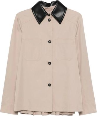 Sportmax Spxsuperbo Overshirt - Dames - Overhemden - Beige - XS - Katoen - Overhemden
