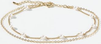 Simons Womens Pearl double-row ankle chain
