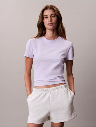 Calvin Klein Jeans Calvin Klein Womens Logo Font Graphic Slim T-Shirt - Purple - XL