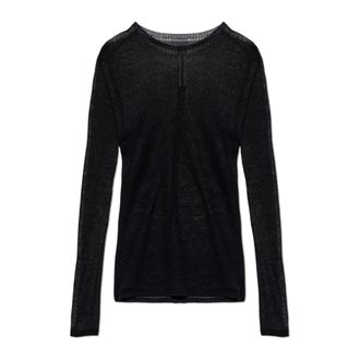 Rick Owens Cashmere Knitwear, male, Black, Size: L Ribbed Round Neck