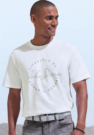 John Devin T-Shirt JOHN DEVIN, Herren, Gr. XXL (60/62), weiss (wei&szlig;), Jersey, Obermaterial: 100% Baumwolle, bedruckt, normal normal, Rundhals, abgesteppte Kante,