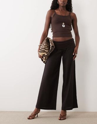 Supr&eacute; Mrley - Pantaloni in lino marrone Bronx con risvolto
