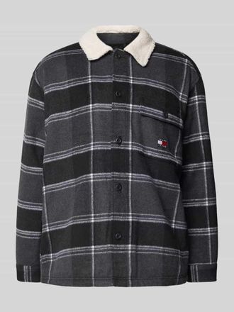 Tommy Jeans Regular Fit Hemdjacke mit Knopfleiste Modell CHECK SHERPA in Black, Gr&ouml;&szlig;e L