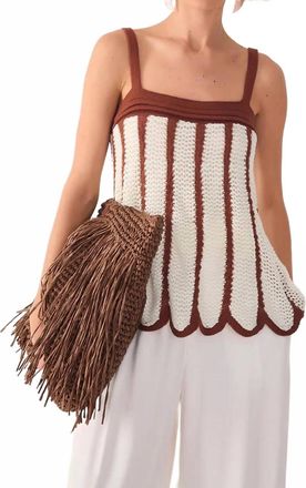 Dress To Bicolor Knitted Top In Cream/brown