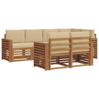 vidaXL Conjunto De Sof&aacute; Seccional Con Coj&iacute;n 7 Pcs Natural Y Beige Vidaxl
