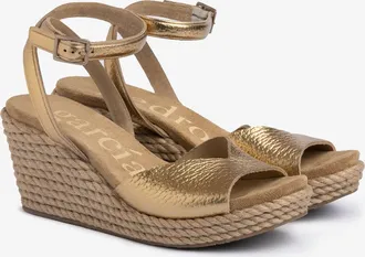 Pedro Garcia Simple midi jute wedge in metallic leather| Afra | Spring Summer 26 |PEDRO GARCIA