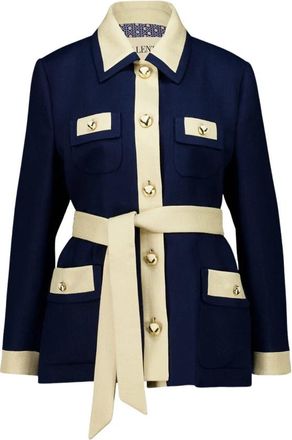 Valentino Garavani Belted Peacoat - Dames - Jas met riem - Blauw - XL - Leer - Jassen