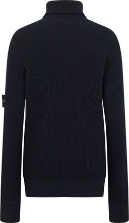Stone Island Mens Turtleneck Sweater Navy Blue Virgin Wool