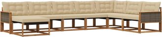vidaXL Conjunto De Sof&aacute;s De Exterior 8 Uds. Natural Y Beige Vidaxl