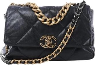Chanel Pre-owned 19 Large Shoulder Bag - Dames - Vintage Schoudertas - Zwart - ONE Size - Leer - Vintage