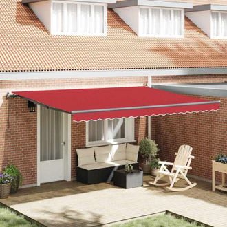 vidaXL Vidaxl - Toldo Retr&aacute;ctil Rojo Manual Rojo 450 X 350 Cm Tela