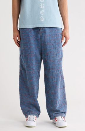 Pleasures Strokes Denim Parachute Pants in Indigo at Nordstrom, Size Xx-Large