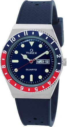 Timex Q Timex Quartz Blue Dial Pepsi Bezel Mens Watch TW2V32100