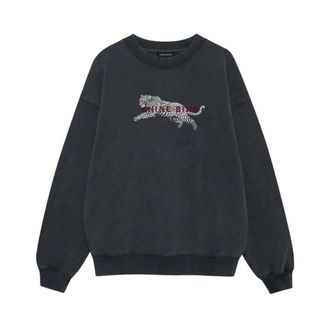 Anine Bing Spencer Leopard Sweatshirt - Dames - Sweatshirts - Grijs - S - Katoen - Hoodies & sweatvesten