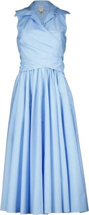 Patou Gedrapeerde Jurk - Dames - Casual kleedjes - Blauw - M - Katoen - Kleedjes