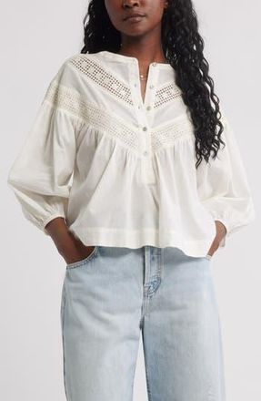 Treasure & Bond Lace Inset Woven Shirt in Ivory Egret at Nordstrom Rack, Size Xx-Small