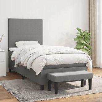 vidaXL Vidaxl - Cama Box Spring Con Colch&oacute;n Tela Gris Oscuro 90x200 Cm