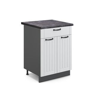 Vicco Mueble Bajo De Cocina Fame-line, Blanco Casa De Campo, 60 Cm Con Caj&oacute;n, Et Antracita Vicco