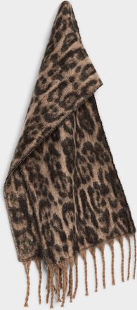 Simons Womens Leopard plush knit scarf