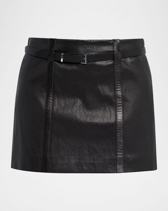 Frame Denim The Leather Belt Mini Skirt