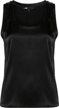 Maje silk tank top - women - Spandex/Elastane/Silk - 4 - Black