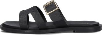 Notre-V Zwarte Slippers - Dames - Sandalen - Zwart - 42 EU - Leer - Schoenen