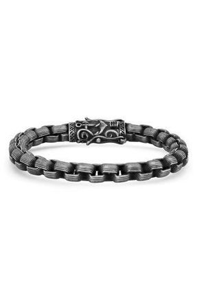 Steeltime Mens Oxidized Stainless Steel Chain Bracelet in Metallic at Nordstrom Rack