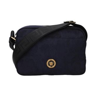 Versace Bolso Cruzado con Logo Medusa - Bags - Hombre - Azul - ONE SIZE