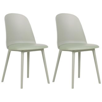 Beliani Beliani - Lote De 2 Sillas De Comedor Minimalistas Acolchadas Sint&eacute;tico En Color Verde Claro Fomby
