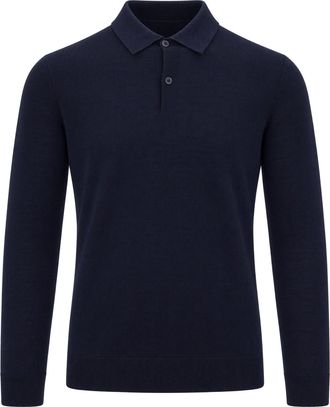 Ballantyne Navy Fine Knit Wool Polo Shirt