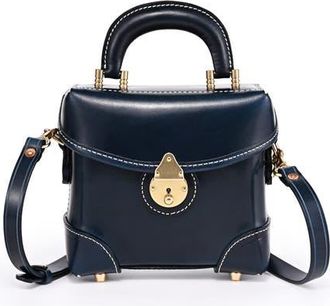 OLD TREND Azalea Genuine Leather Vintage Box Crossbody in Navy at Nordstrom