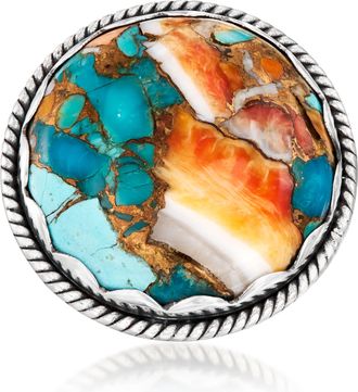 Ross-Simons Round Turquoise Ring in Sterling Silver
