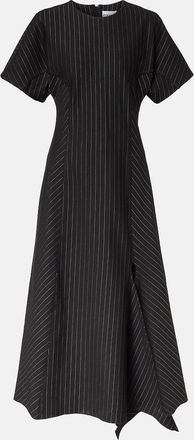Ganni Pinstripe asymmetric midi dress