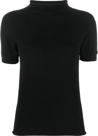 Twin-Set logo-plaque high-neck jumper - women - Viscose/Polyester - L - Black