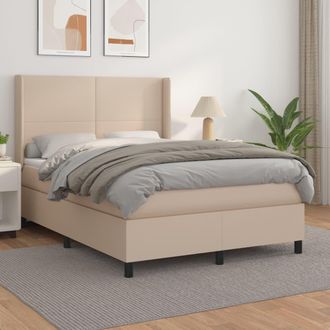 vidaXL Vidaxl - Cama Box Spring Con Colch&oacute;n Cuero Sint&eacute;tico Capuchino 140x190cm