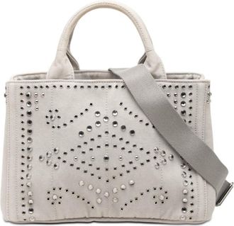 Prada Pre-owned Prada Small Denim Canapa Bijoux and Grommet Satchel Ladies HNMX9B25QM0DKUUG