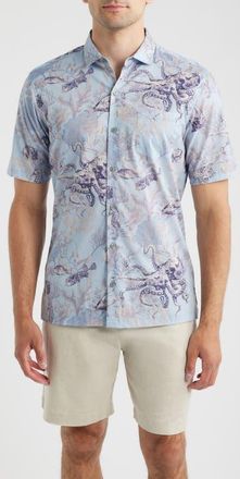 Tori Richard Octopuss Notched Collar Cotton Lawn Shirt in Chambray at Nordstrom, Size Xx-Large