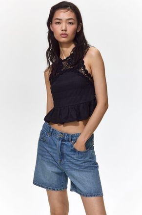 H&M Denim Shorts in Denim Blue at Nordstrom, Size 14