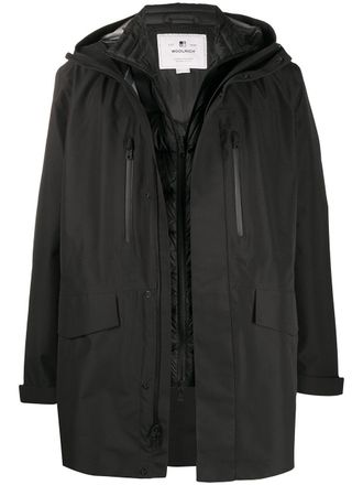 Woolrich layered padded raincoat - Black