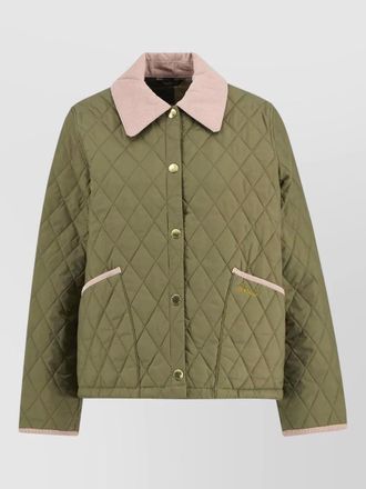 Barbour cropped quilted jacket corduroy collar brass