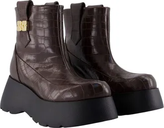 Ganni Womens Kat Low Ankle Boot Brown Leather