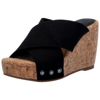 Lucky Brand Womens Lucky Brand Valmai Wedge Sandal Black VALMAI-BLK